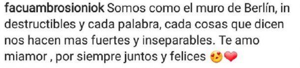 El mensaje que el novio de More Rial tuvo que borrar por un error insólito