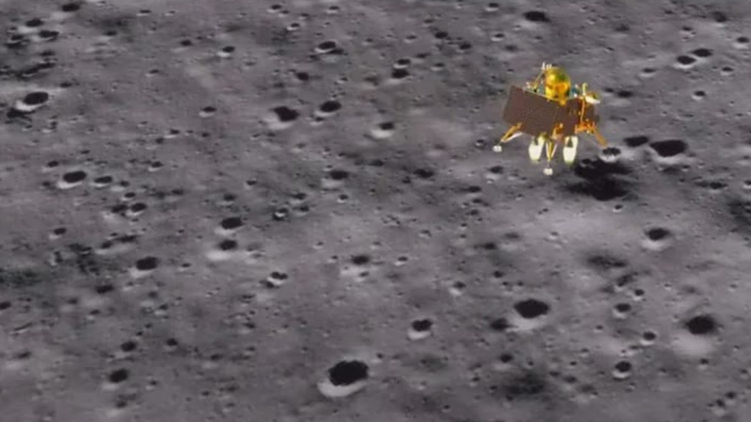 La nave india no tripulada Chandrayaan-3 alunizó de forma controlada hoy a las 12:34 GMT en la región del polo sur de la Luna