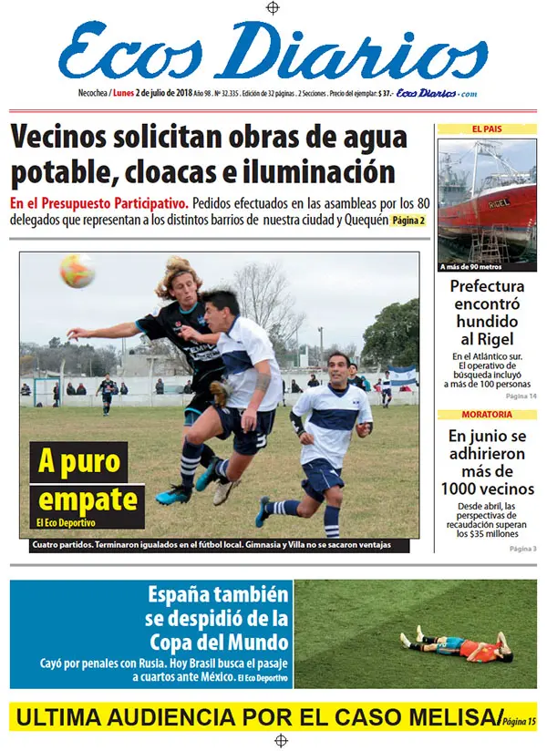 Tapa del 2 de julio de 2018