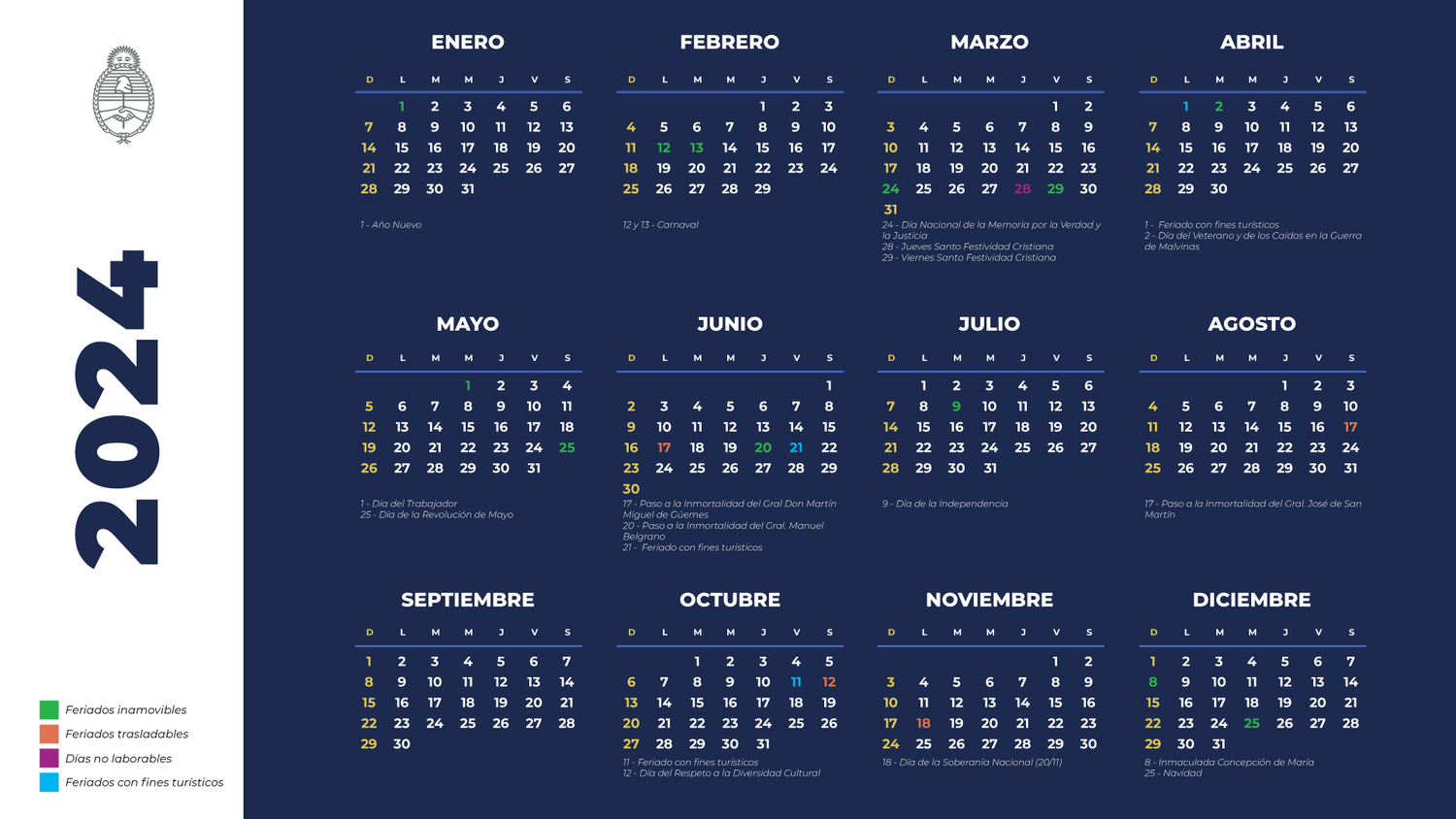 Calendario de feriados 2024: Un año con oportunidades para el turismo