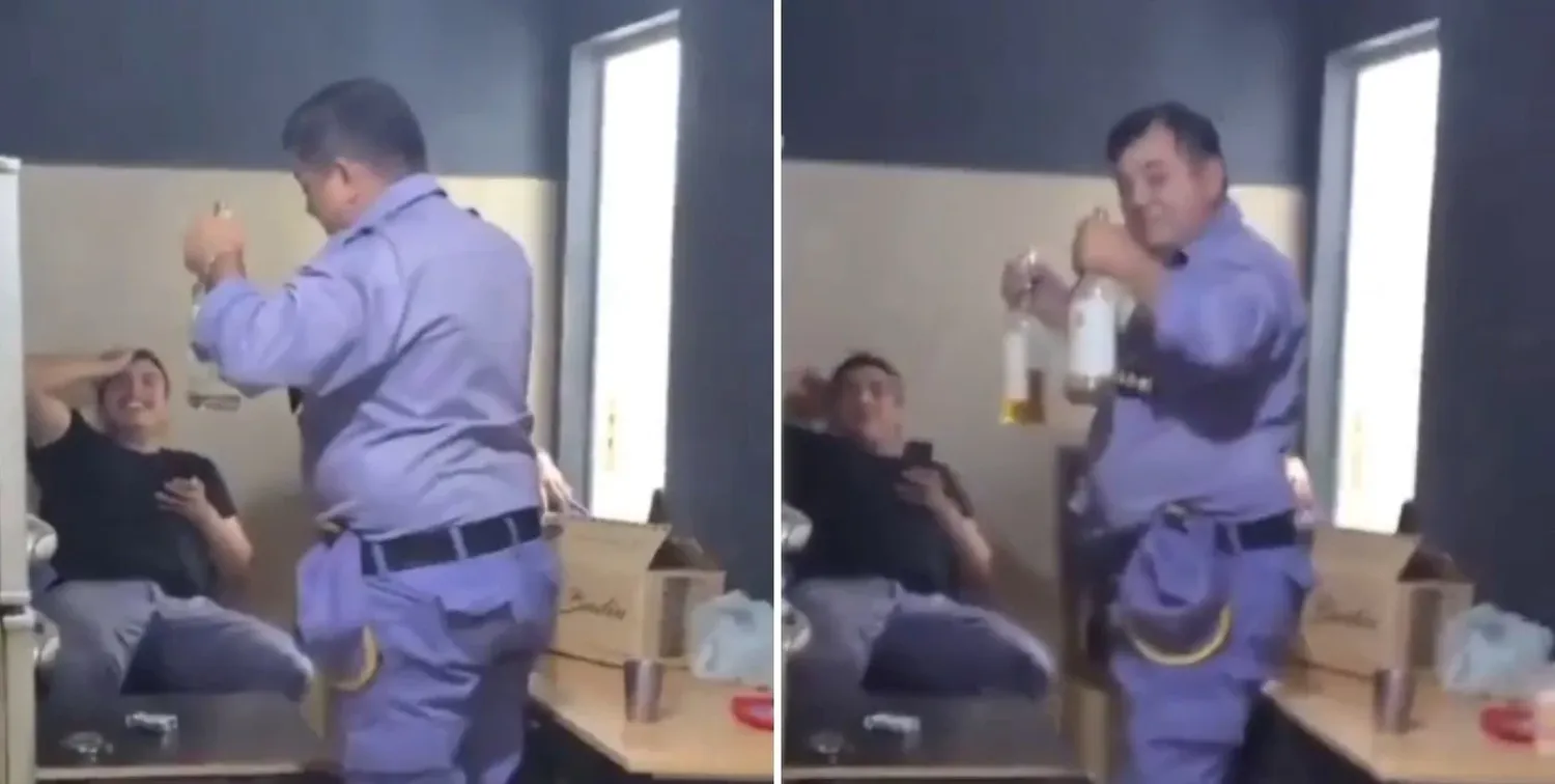 ¿Quién se ha tomado todo el vino?: policías fueron grabados tomando vino en una comisaria