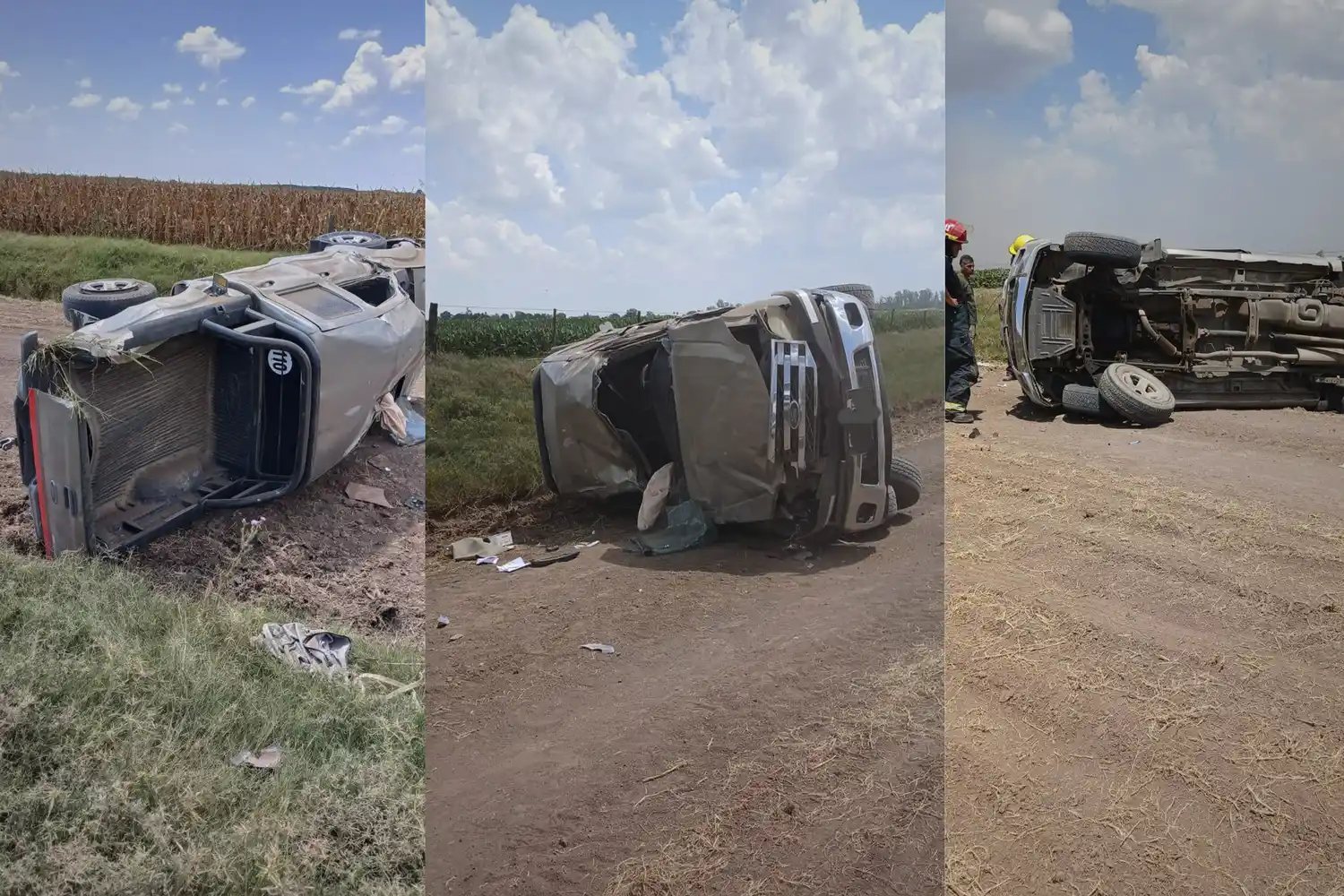 Así quedó la camioneta luego del vuelco.