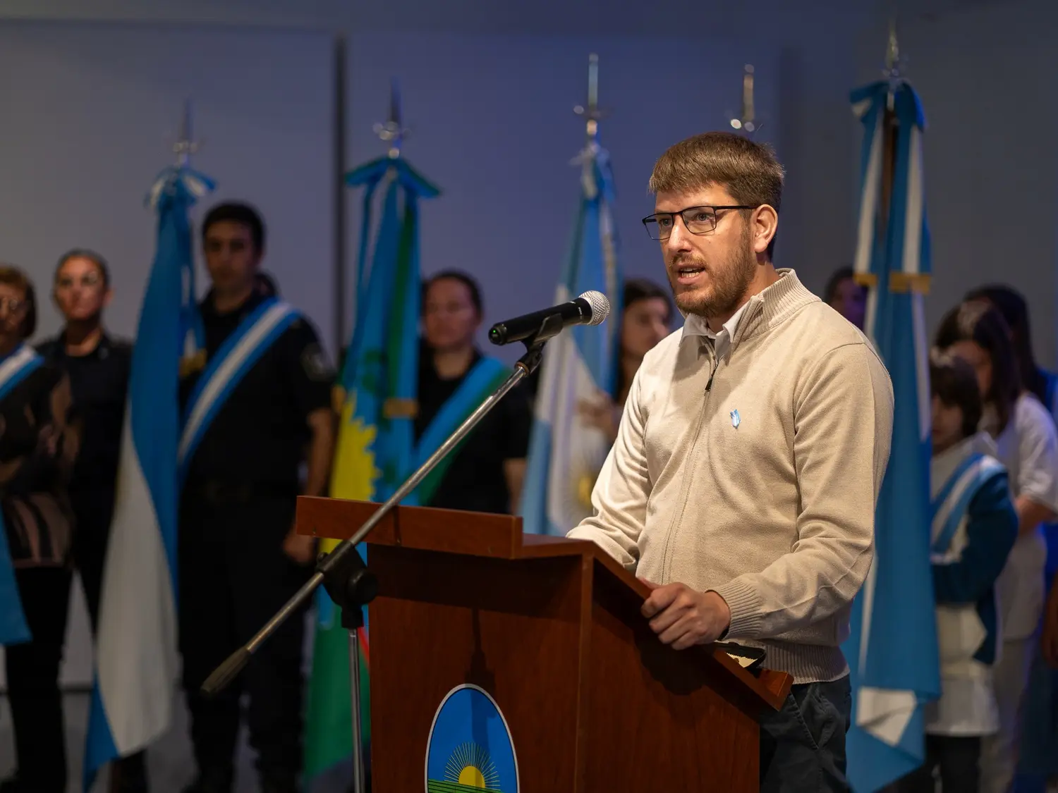 El intendente interino Alejo Christiansen encabezó el acto central