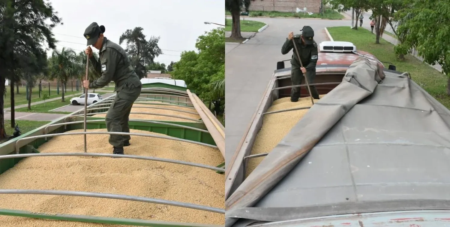 El conductor manifestó carecer de la documentación para el legal traslado de la mercadería. Crédito: Gendarmería Nacional.