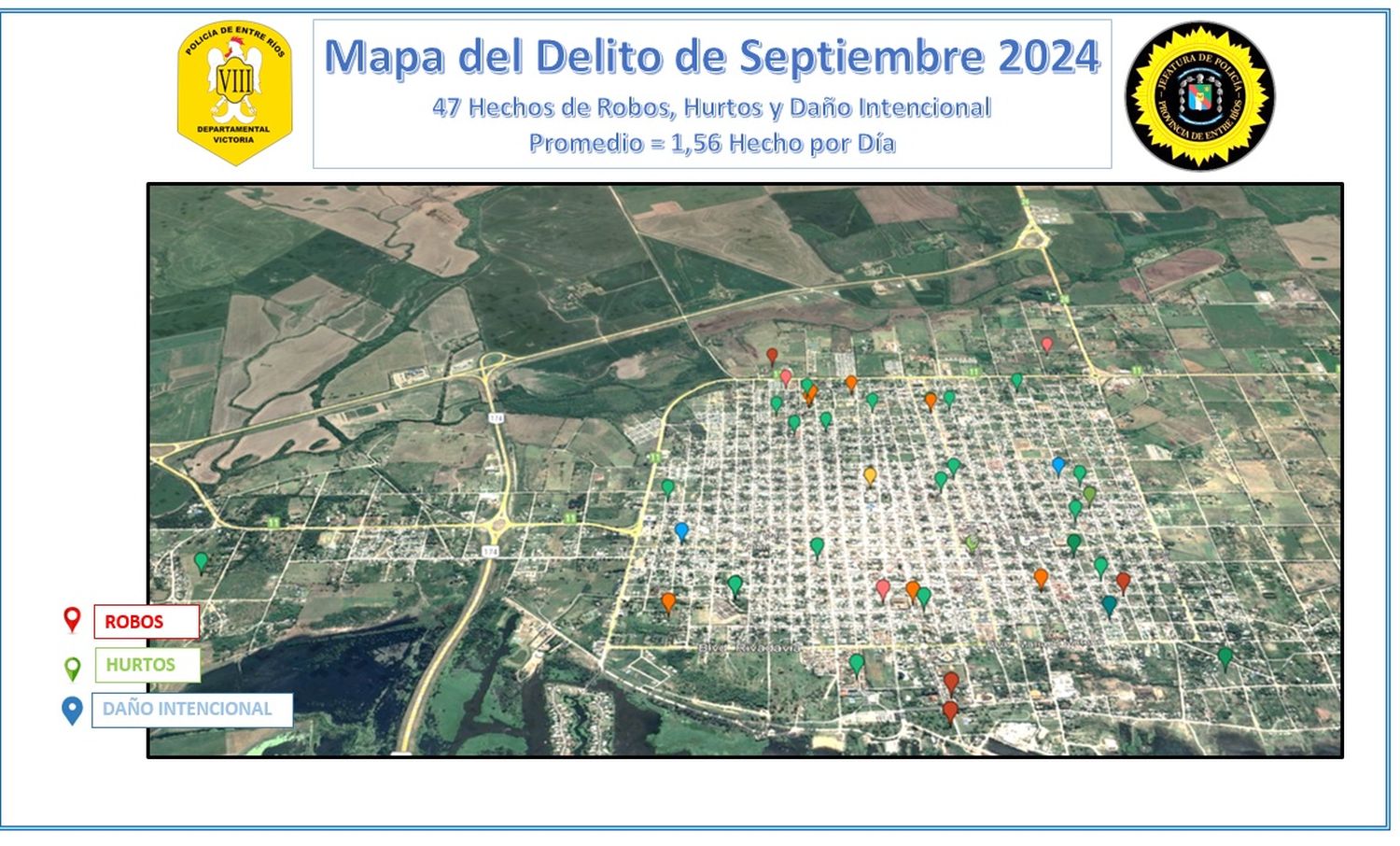 Jefatura Departamental de Victoria presentó el Mapa del Delito de septiembre