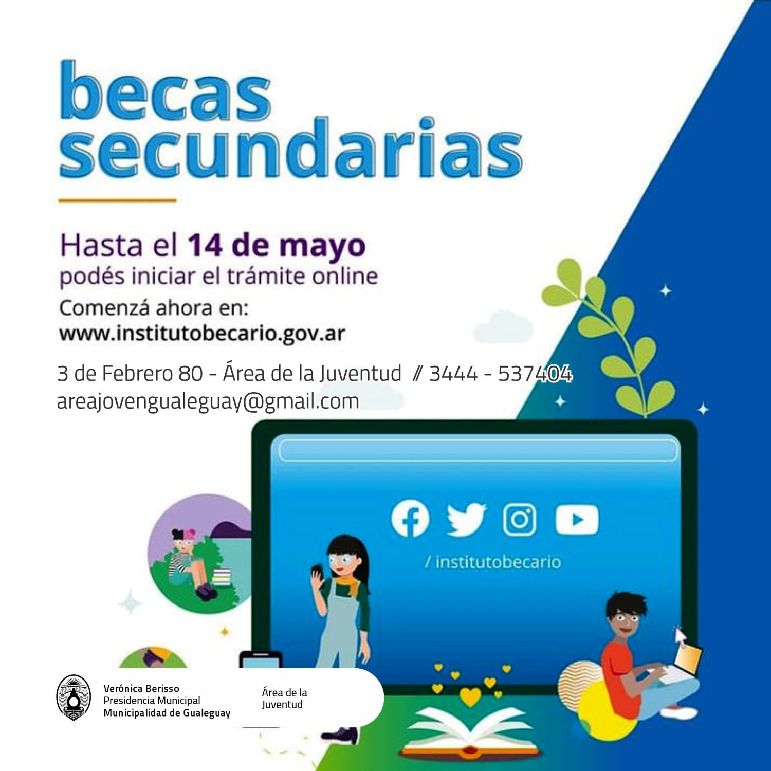 Beca de Nivel Secundario: el Municipio invita a inscribirse 