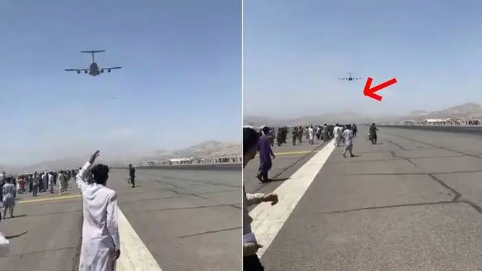 Drama en Afganistán: intentan huir del régimen talibán trepados en aviones y caen desde el aire