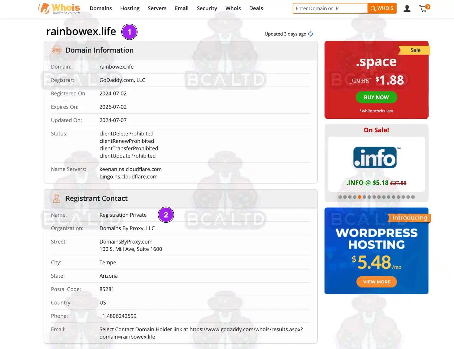 Datos del dominio de rainbowex