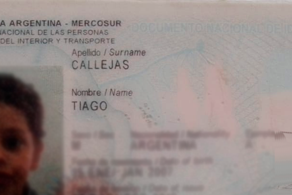 Encontraron el DNI de Tiago