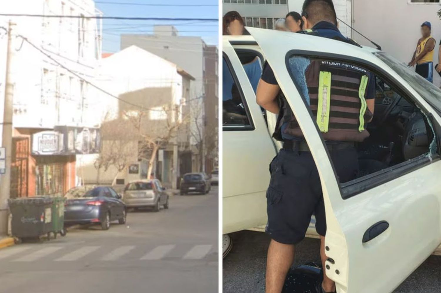 Un bebé de un mes quedó encerrado dentro de un coche y fue liberado gracias a la intervención policial. (Foto: Google Street View - Facebook / Policía de Neuquén Oficial)