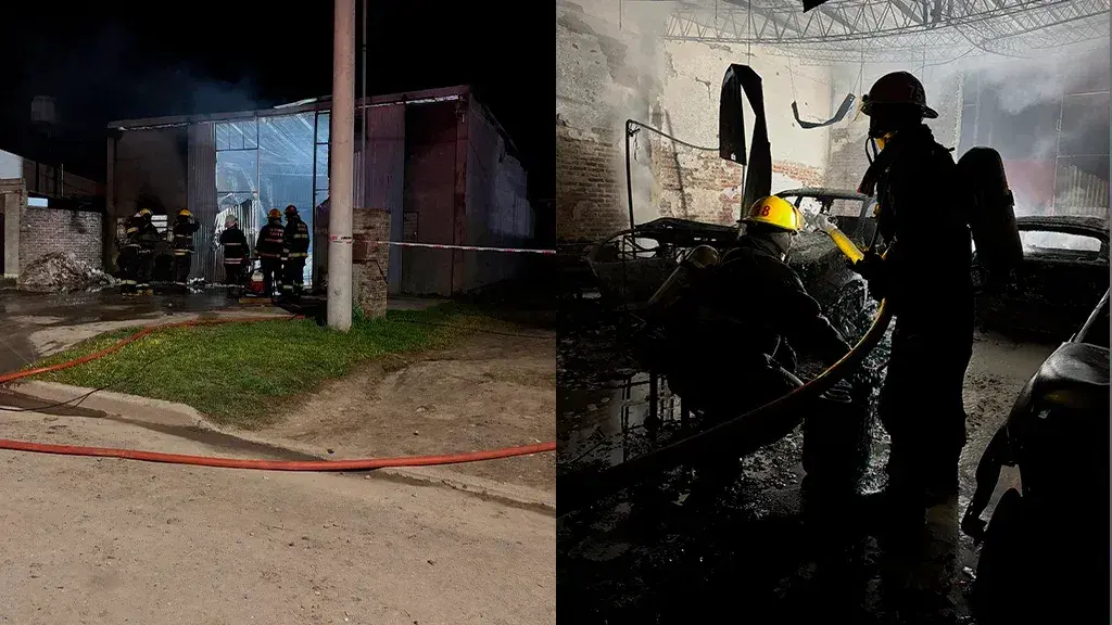 Incendio de gran magnitud en Esperanza: las pérdidas fueron totales y cuatro vehículos resultaron afectados