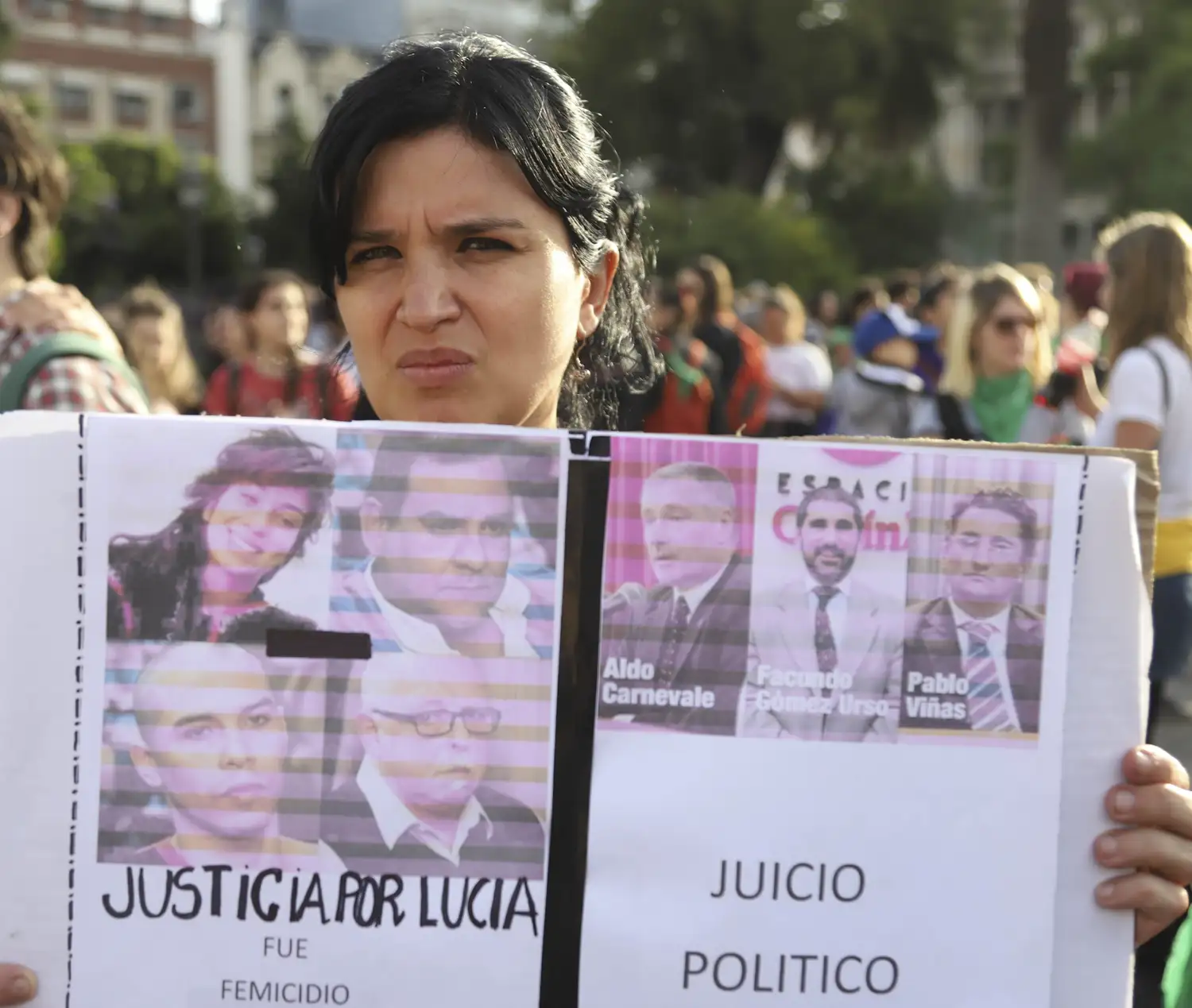 El último paro de mujeres en repudio al fallo absolutorio por el femicidio y abuso sexual de Lucía Pérez del 2018.