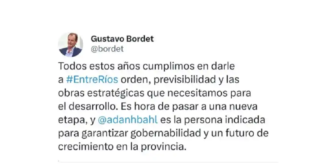 Bahl será el precandidato a gobernador de Bordet