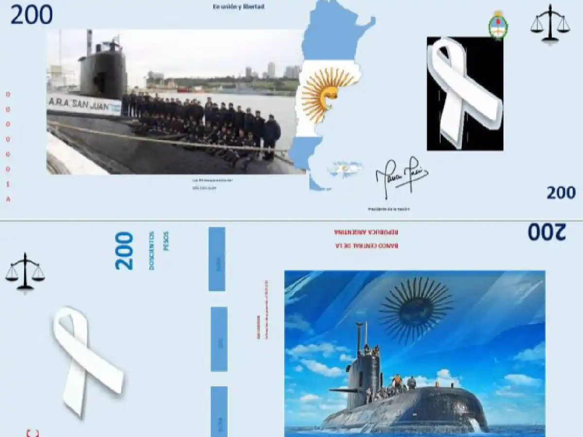Diseñaron billete en honor  a los héroes del ARA San Juan