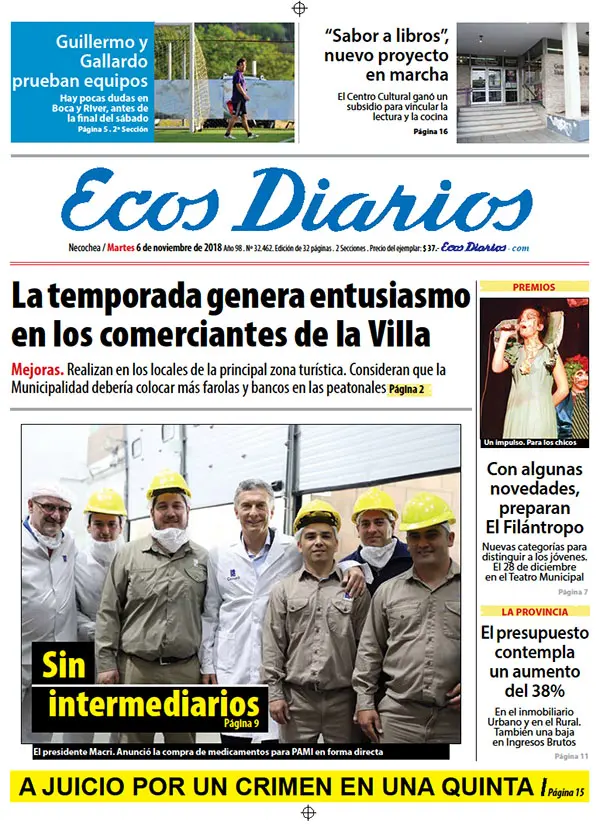 Tapa del 6 de noviembre de 2018