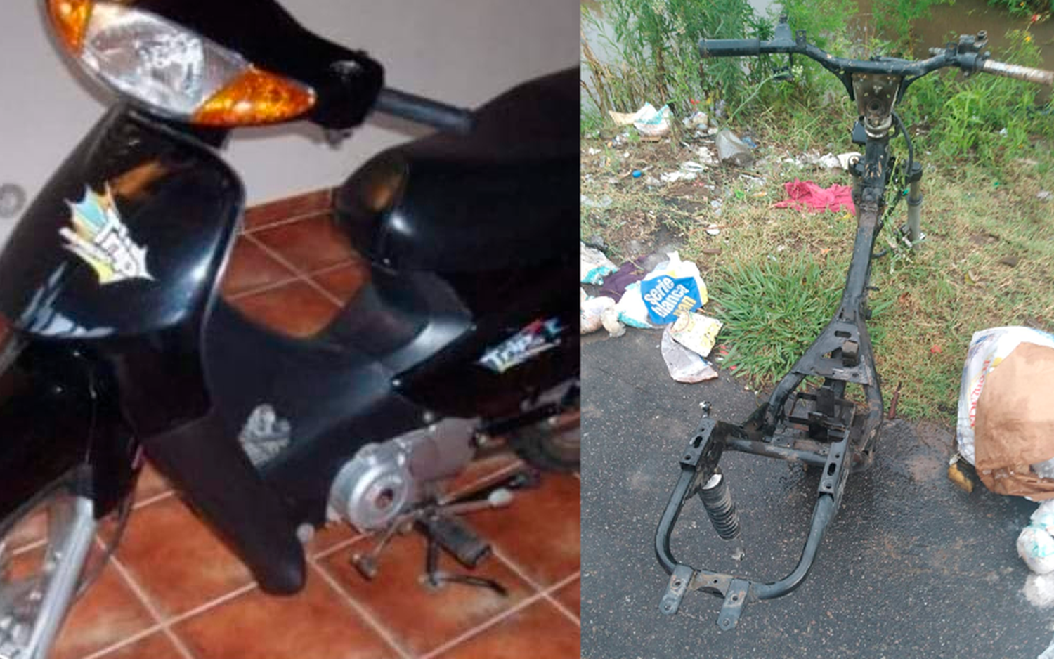 Le robaron la moto y así la encontró a la vuelta: “Esto es lo que quedó”