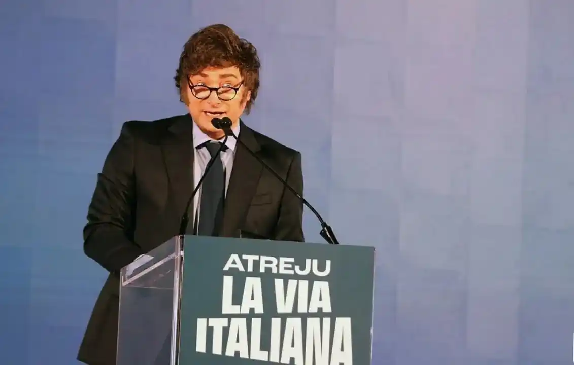 Javier Milei encabezó un acto ayer en Italia.