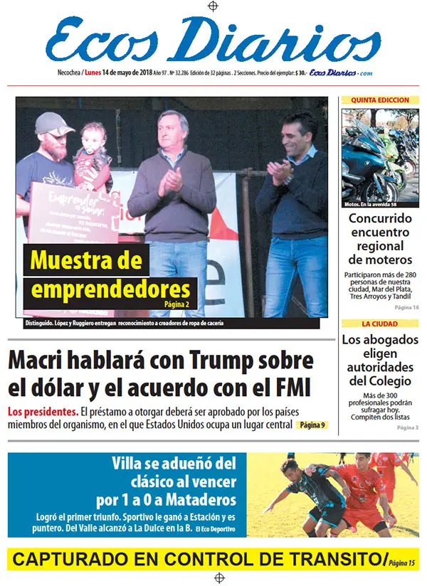 Tapa del 14 de mayo de 2018
