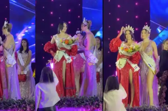 Violetta Arevalos (Miss Rosario 2024), no quiso entregar su corona a la nueva reina. Dice que sufrió de bullying de su parte.