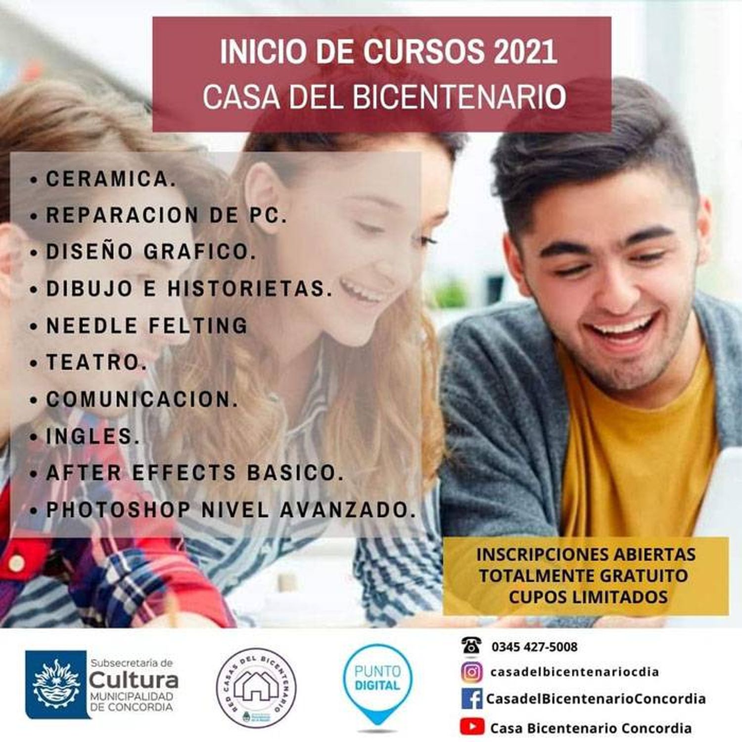 Casa del Bicentenario:  Se encuentran abiertas las  inscripciones a los cursos 2021