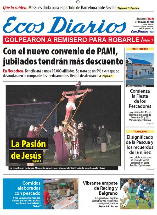 Tapa del 31 de marzo de 2018