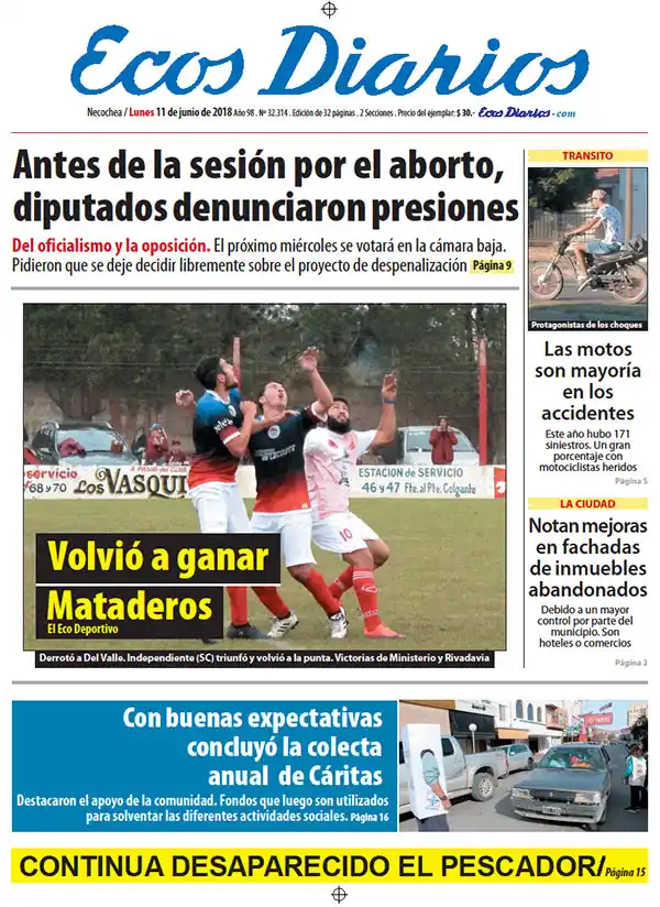Tapa del 11 de junio de 2018