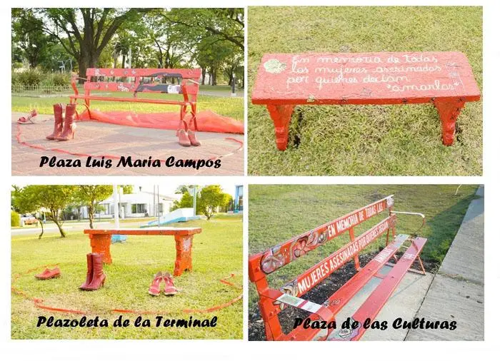 Se inauguraron  tres bancos rojos