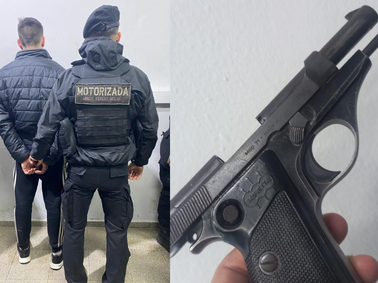 Cuatro detenidos con un arma.