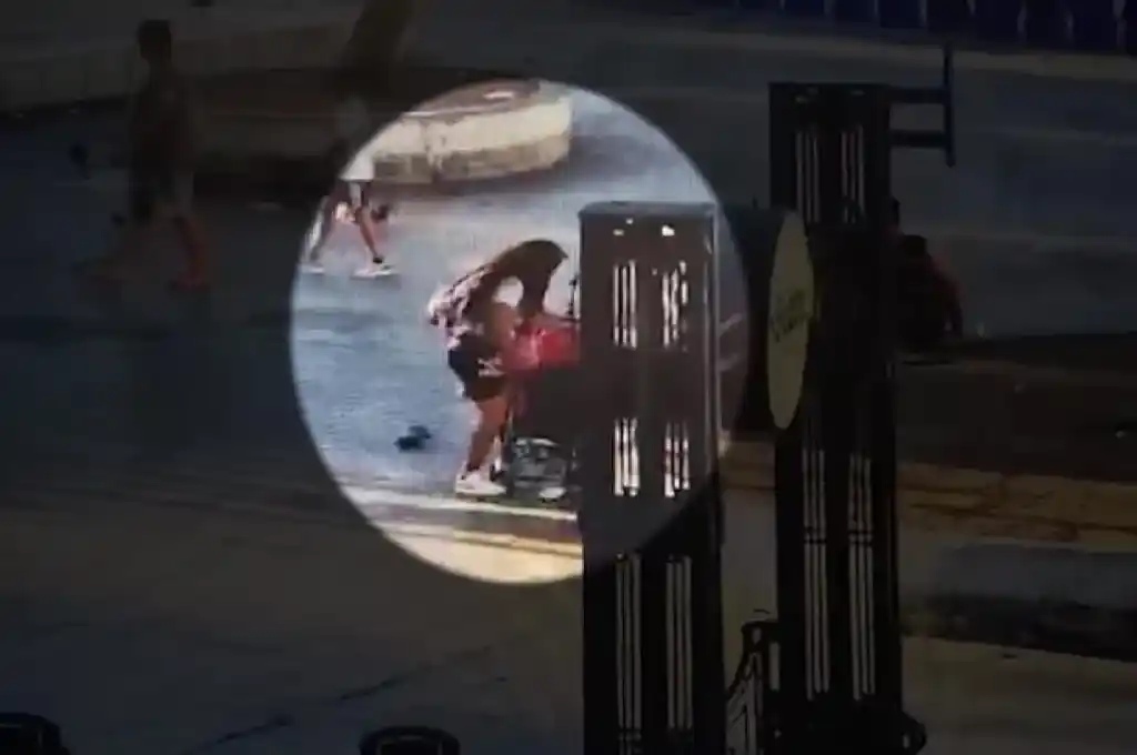 El momento exacto del abandono fue captado por una cámara de seguridad.