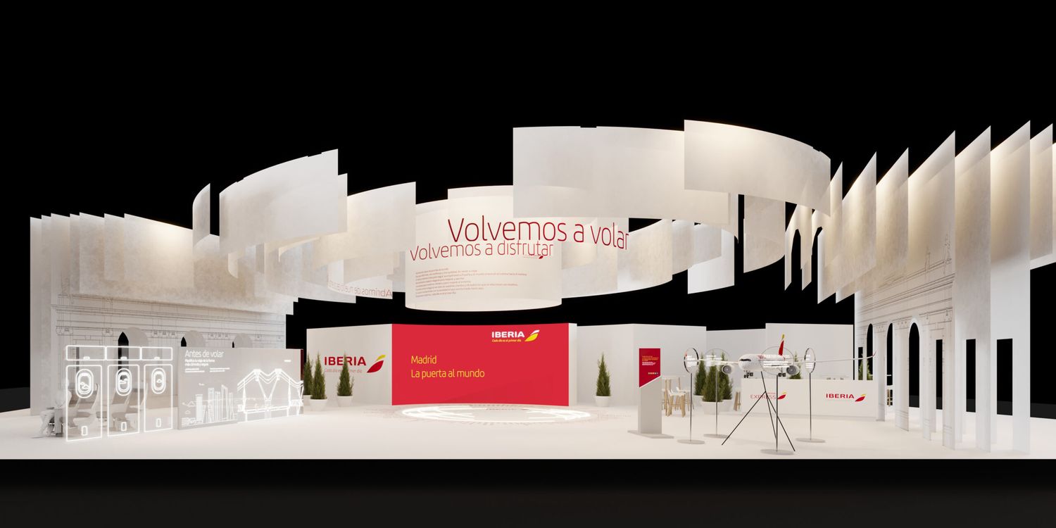 Iberia presenta en la Fitur un stand de 600 m2 hecho con papel reciclado