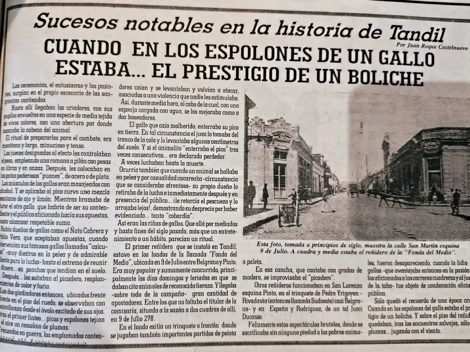 Cuando en los espolones de un gallo estaba... el prestigio de un boliche