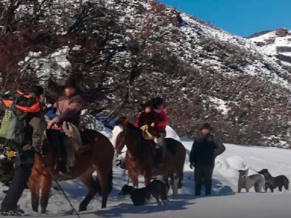 Rescataron a una familia que quedó aislada por la nieve en Chubut