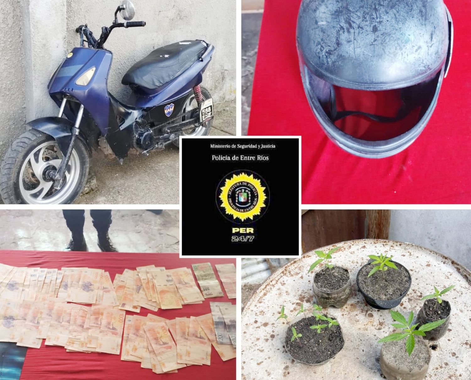 Secuestro de una motocicleta, dinero y armas en dos allanamientos