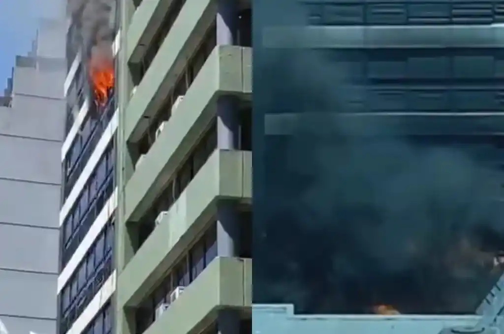 Incendio en un edificio de oficinas ubicado al lado del Ministerio de Trabajo de la Nación