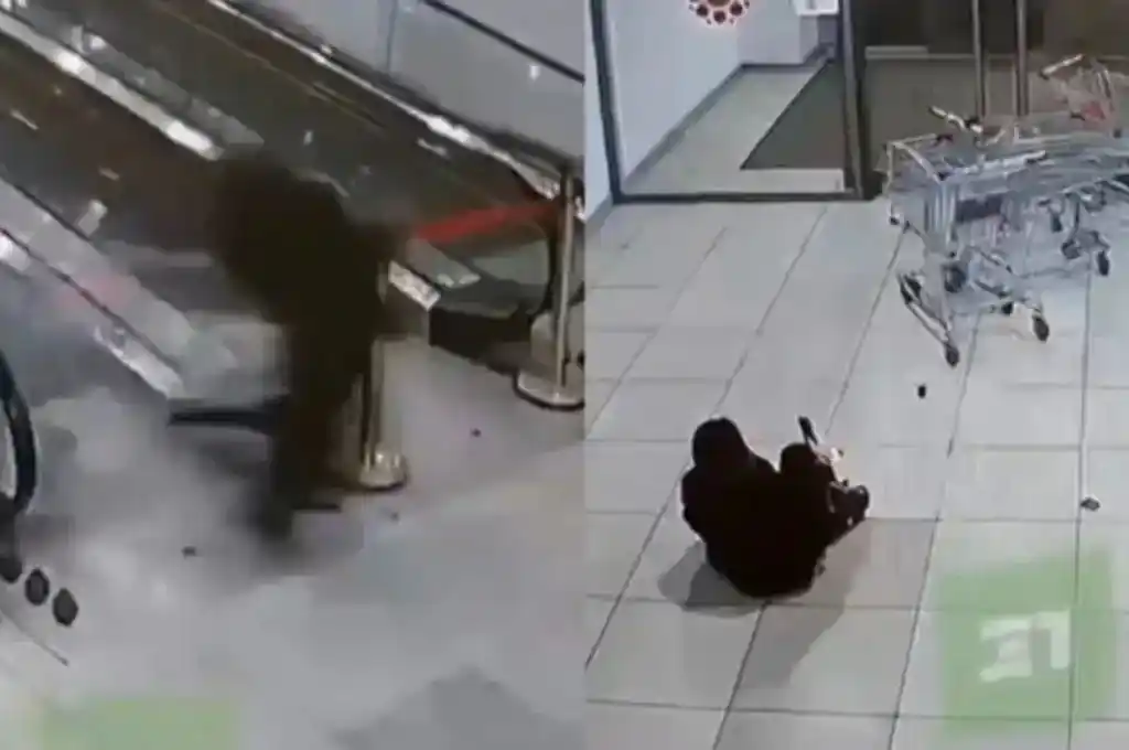 Una maniobra peligrosa con carritos provocó accidente en escalera mecánica de supermercado