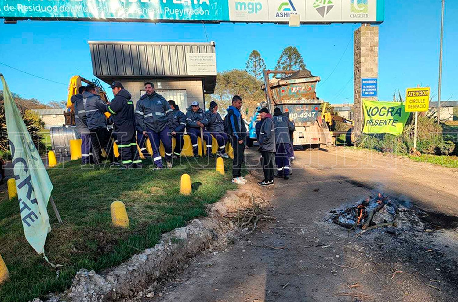 Reclamo de trabajadores en el predio de residuos