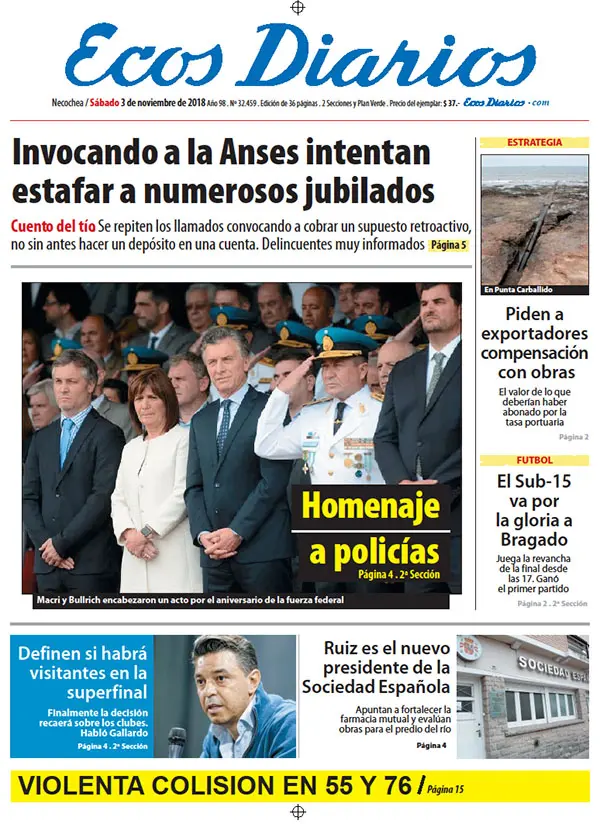 Tapa del 3 de noviembre de 2018