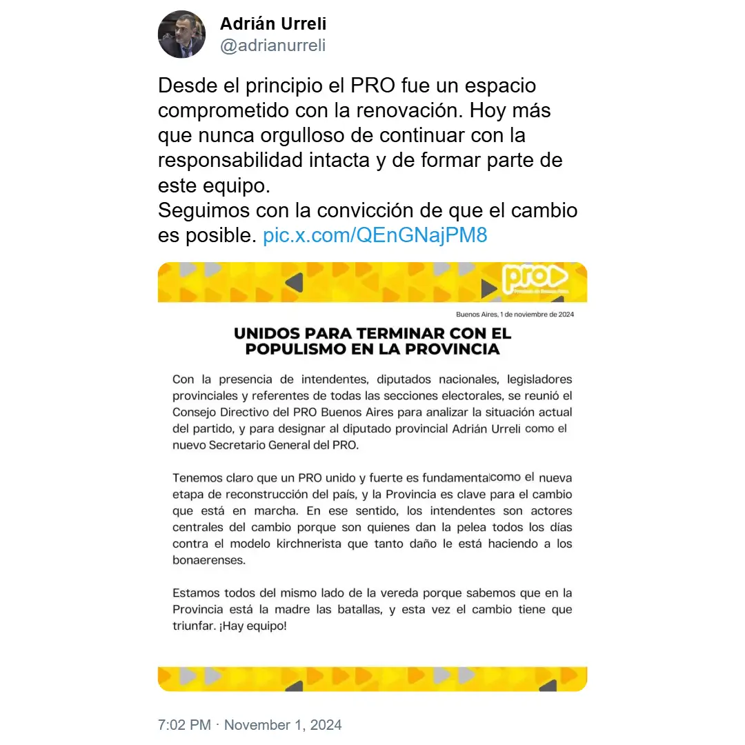 Urreli secretario PRO