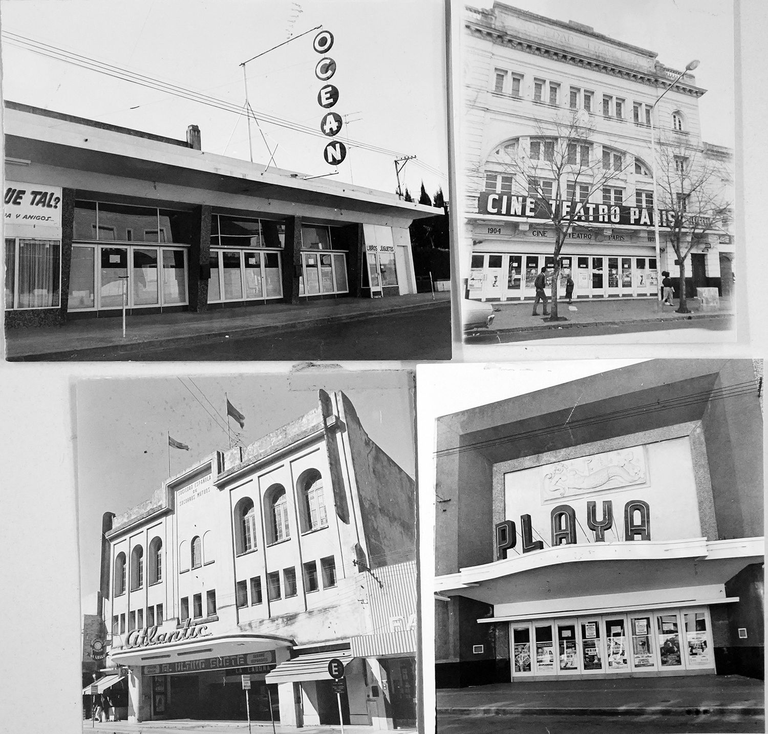 Cuarteto de cines. Fachadas del Ocean, París, Atlantic y Playa, en la época de apogeo