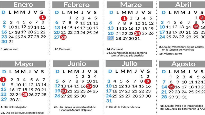Esta semana habrá un feriado y una jornada no laborable