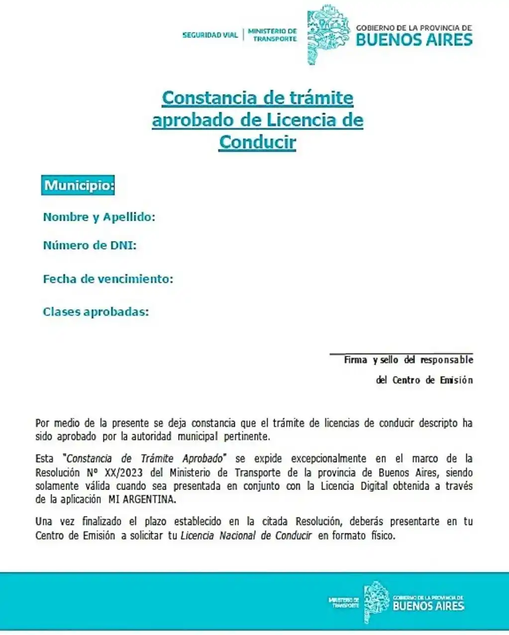 Licencias de Conducir Certificado Trámite Aprobado