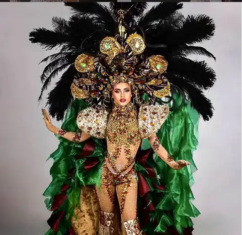 Este fue el traje de fantasía que utilizó Giorlys Marín para el reinado del cacao. Foto: Instagram