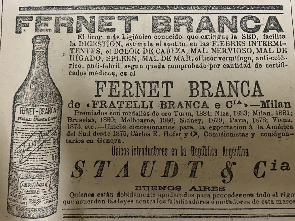 Una publicidad del Fernet Branca en las páginas de El Eco de principios del siglo XX.