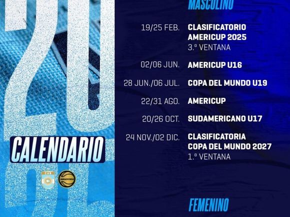 La Confederación Argentina de Básquetbol anunció el calendario 2025 para las selecciones nacionales
