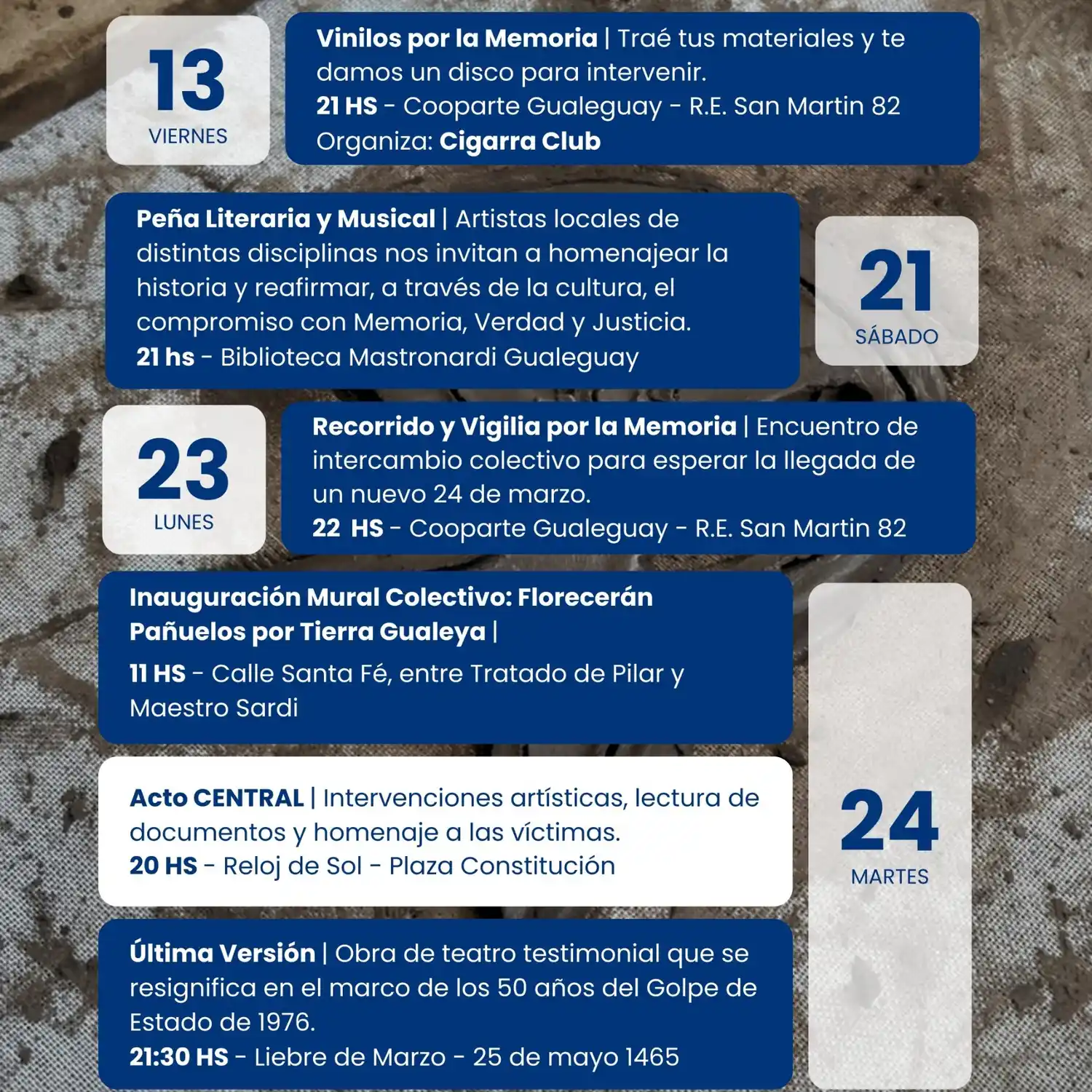 50 años del Golpe: Gualeguay transita el Mes de la Memoria con actividades culturales y conmemorativas