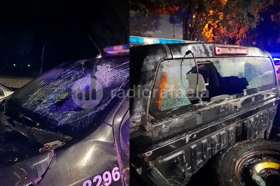 Completamente sacado: un hombre de 32 años atacó y rompió una camioneta de la policía en Estación Roca