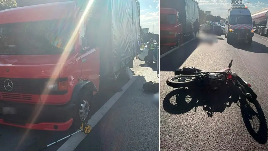 La motocicleta colisionó contra el camión, que se encontraba detenido.