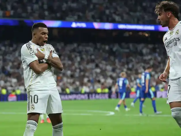 Real Madrid ganó con dos goles de Kylian Mbappe.Foto:AFP