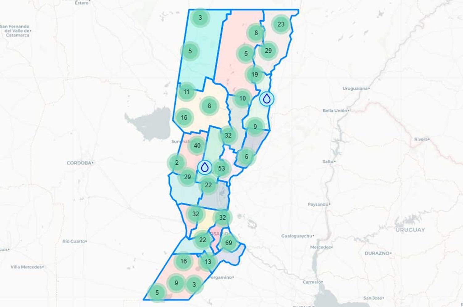 Un mapa del Enress expone a los prestadores del interior