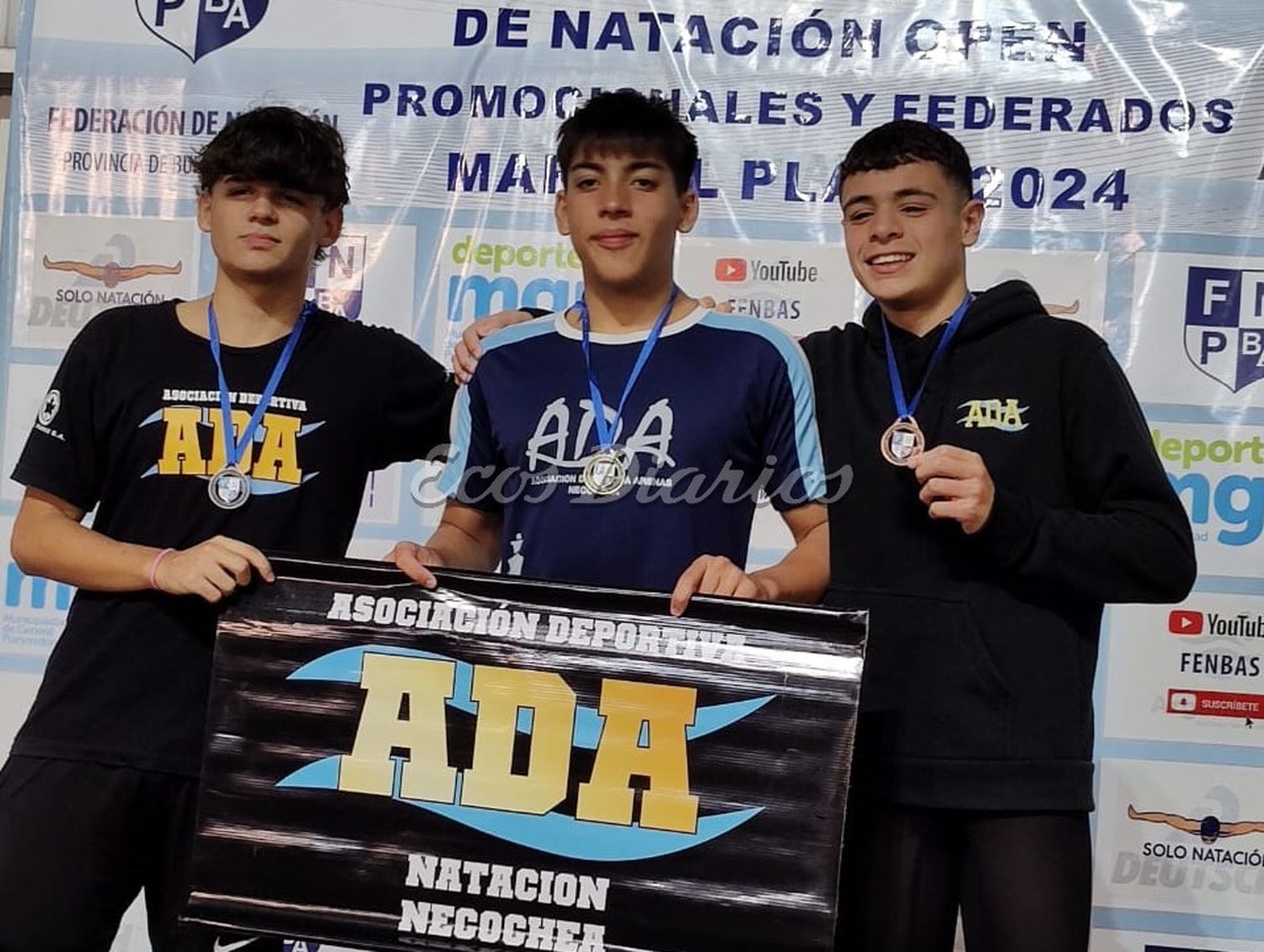 Podio perfecto. De izq. a der. Thiago Franqui, Jeremías Taien Torales y Santino Castellano